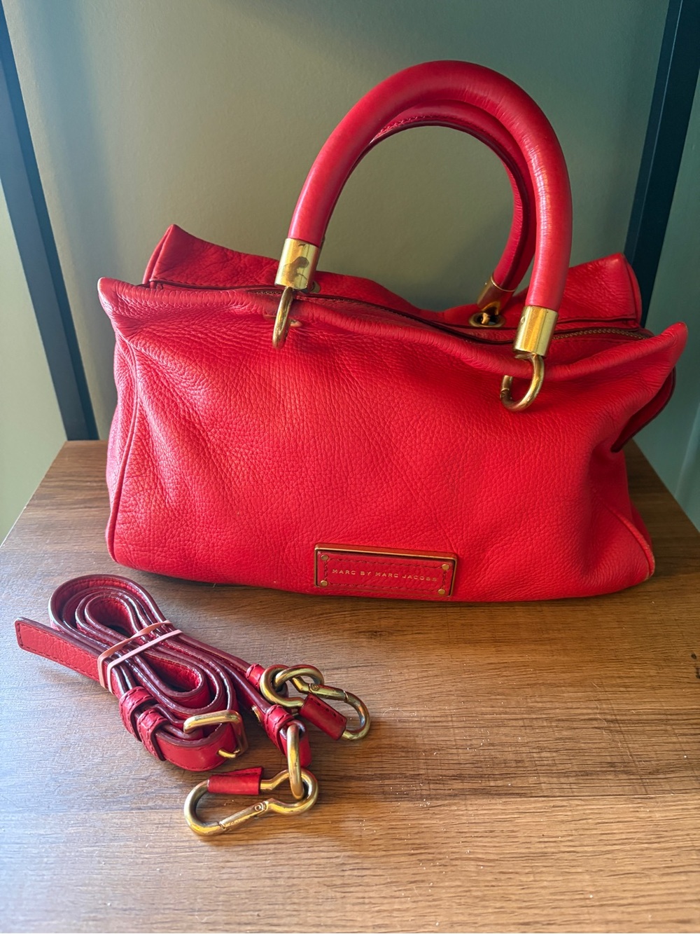 Marc by Marc Jacobs Too Hot to Handle Red Pebbled Leather Satchel